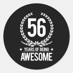 Adesivo Redondo 56th Aniversário (56 anos de ser impressionantes)