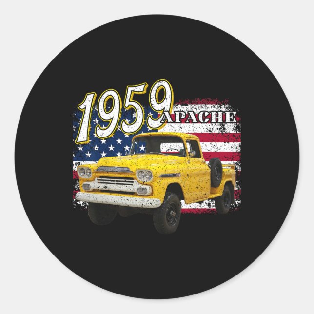 Adesivo Redondo 59 Apache Caminhão 4 De Julho Americano (Frente)
