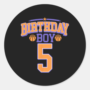Adesivo Redondo 5 Birthday Boy Bysketbyll Com Mais De 5 Anos