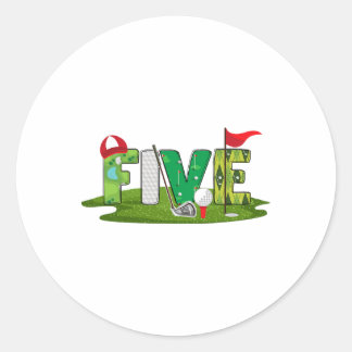 Adesivo Redondo 5 Birthday Golf Theme 5 Anos Crianças Velhas Parte