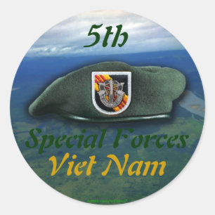 Adesivo Redondo 5 Especial força Green Berets grupo nam Sticker
