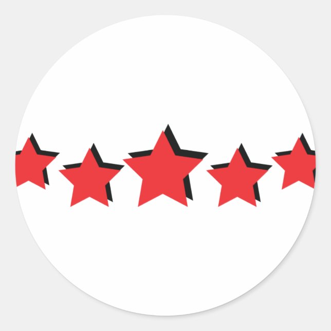Adesivo Redondo 5 estrelas vermelhas deluxe (Frente)
