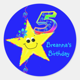 Adesivo Redondo 5 Festa de aniversário Stars Stickers
