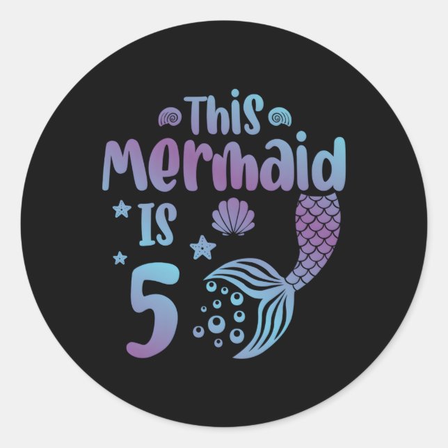 Adesivo Redondo 5 Filha de 5 de Cauda Sereia (Frente)