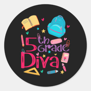 Adesivo Redondo 5 Grau Diva Menina de Professores Bonita Primeiro