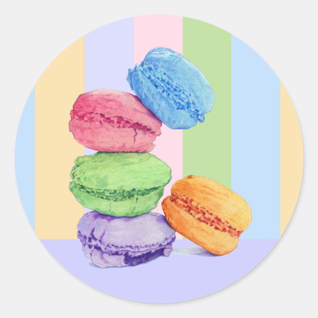 Adesivo Redondo 5 Macarons stripes Sticker (Frente)