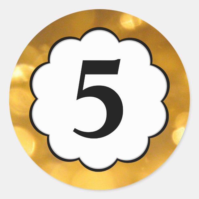 Adesivo Redondo 5 - Ouro Number Sticker (Frente)