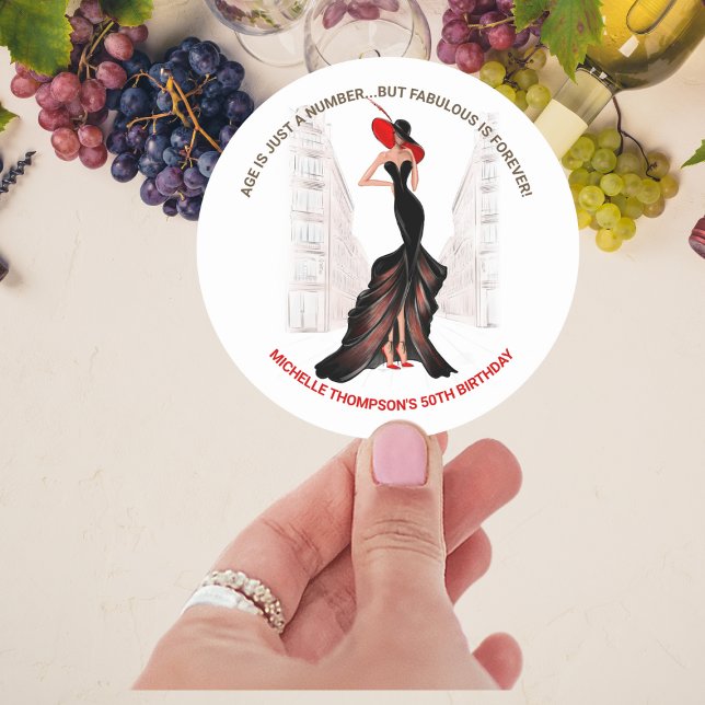 Adesivo Redondo 5O E FABULOSO Aniversário DAS MULHERES ELEGANTES (Criador carregado)