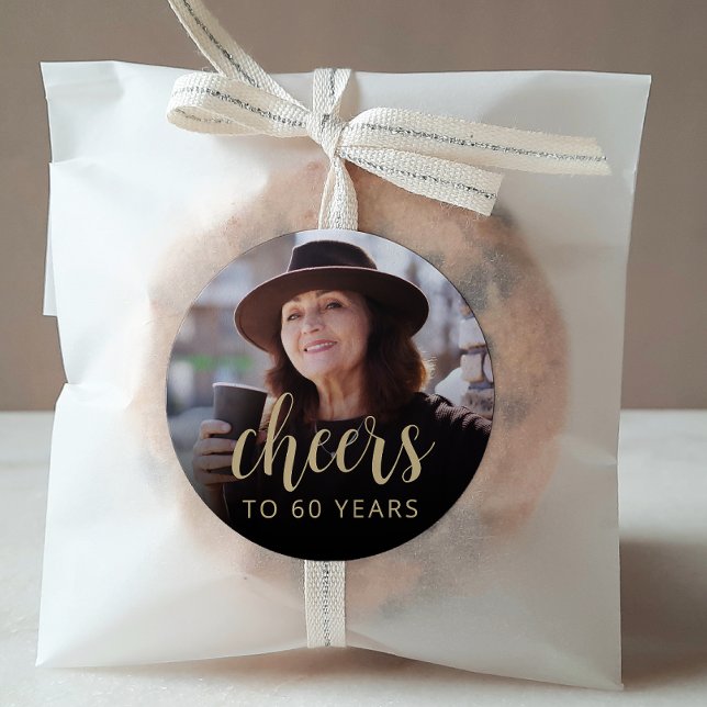 Adesivo Redondo 60ª Festa de aniversário de torcida por fotos (Criador carregado)