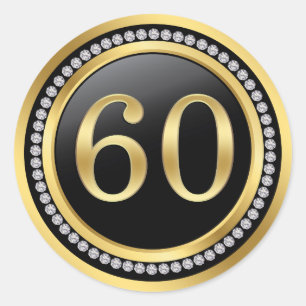 Adesivo Redondo 60º Aniversário de Casamento de Ouros Impressos
