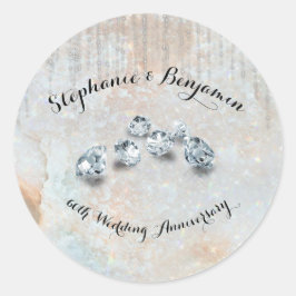 Adesivo Redondo 60º aniversário do casamento de Diamante