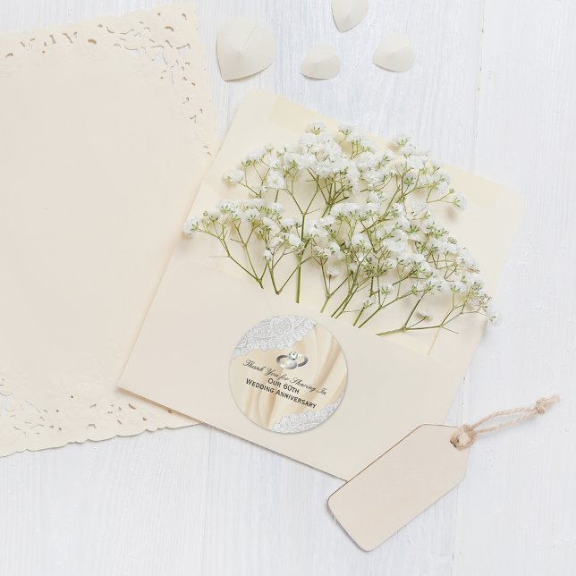 Adesivo Redondo 60º Aniversário do Casamento de Diamante Obrigado (Criador carregado)