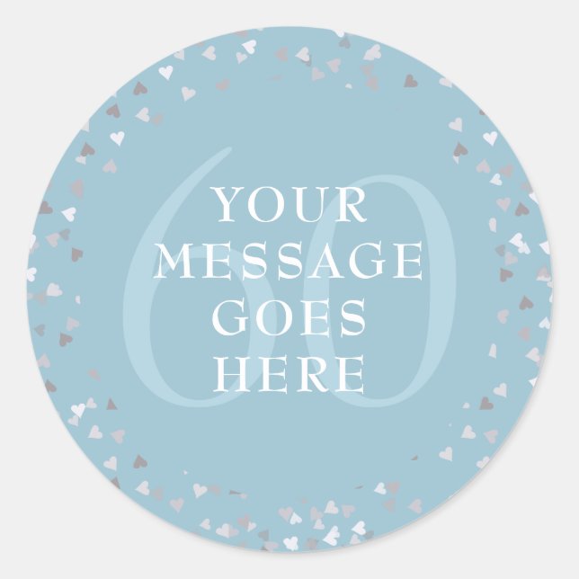 Adesivo Redondo 60º aniversário do Hearts Confetti (Frente)