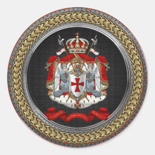 Adesivo Redondo [600] Cavaleiros Templários Casaco de Armas