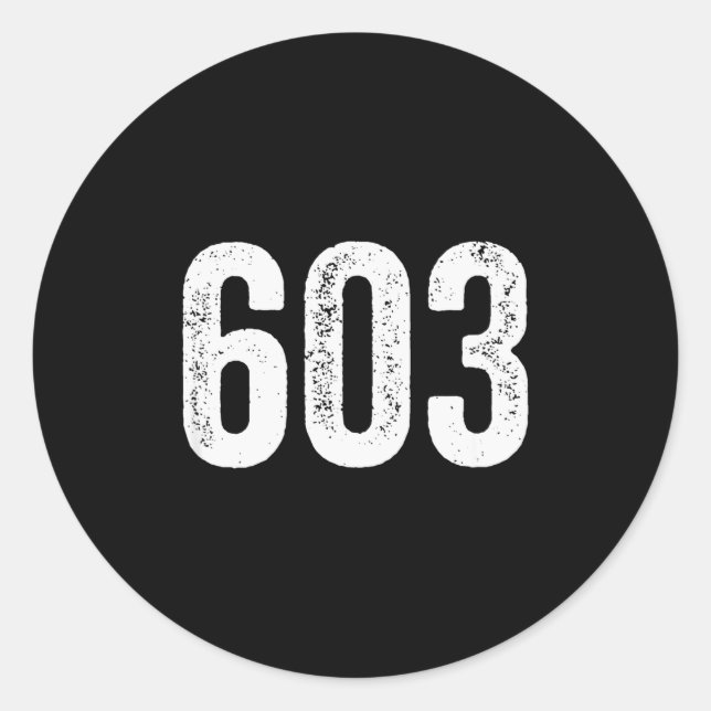 Adesivo Redondo 603 Distressed New Hampshire Area Code  (Frente)