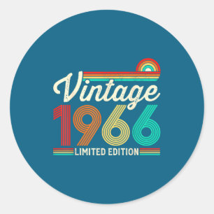 Adesivo Redondo 60 Anos de Idade Vintage 1966