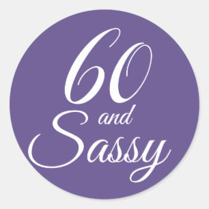 Adesivo Redondo 60 e aniversário da tipografia Sassy de   60th