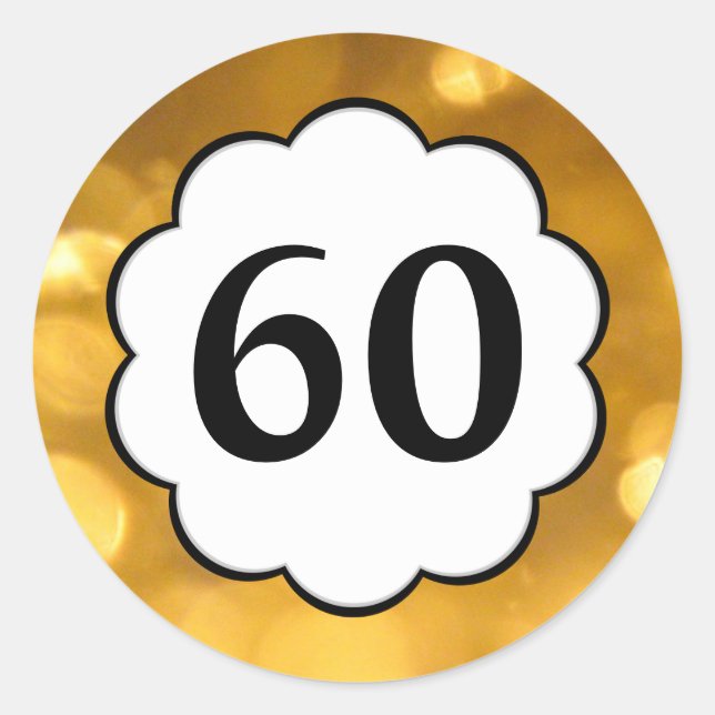 Adesivo Redondo 60 - Ouro Numbers Sticker (Frente)