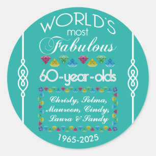 Adesivo Redondo 60th Aniversário a maioria de grupo fabuloso de