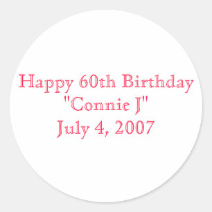 Adesivo Redondo 60th aniversário feliz