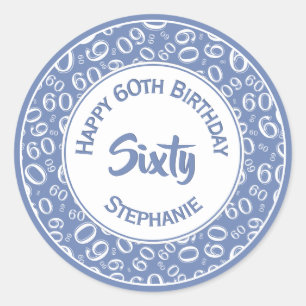 Adesivo Redondo 60th Teste padrão 60 do número do aniversário a