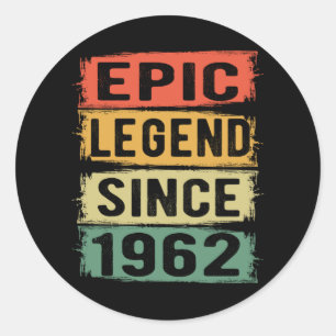 Adesivo Redondo 63 Anos De Idade Dia 1962 Legenda Epic 63º Anivers