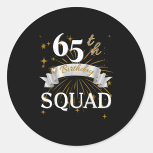 Adesivo Redondo 65º aniversário Estilo de Festa da Família Esquadr