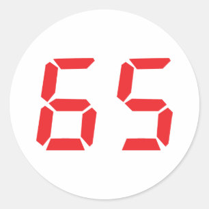 Adesivo Redondo 65 número digital do despertador de sessenta e