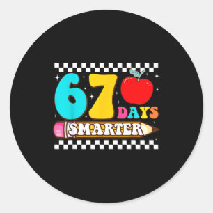 Adesivo Redondo 67º Dia De Escola 67 Dias Mais Inteligente Profess