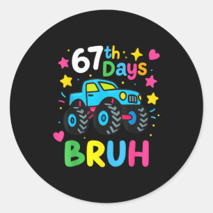 Adesivo Redondo 67º Dia De Escola Bruh Meme Divertido 67 Monster T