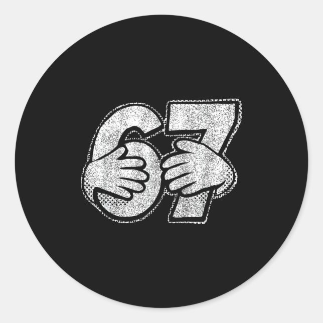 Adesivo Redondo 67 6 7 Hands Comic Style  (Frente)