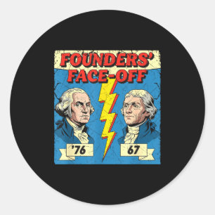 Adesivo Redondo 67 76 George Washington Thomas Jefferson História