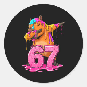 Adesivo Redondo 67 Animais Engraçado 67 Brainrot Juventude Criança