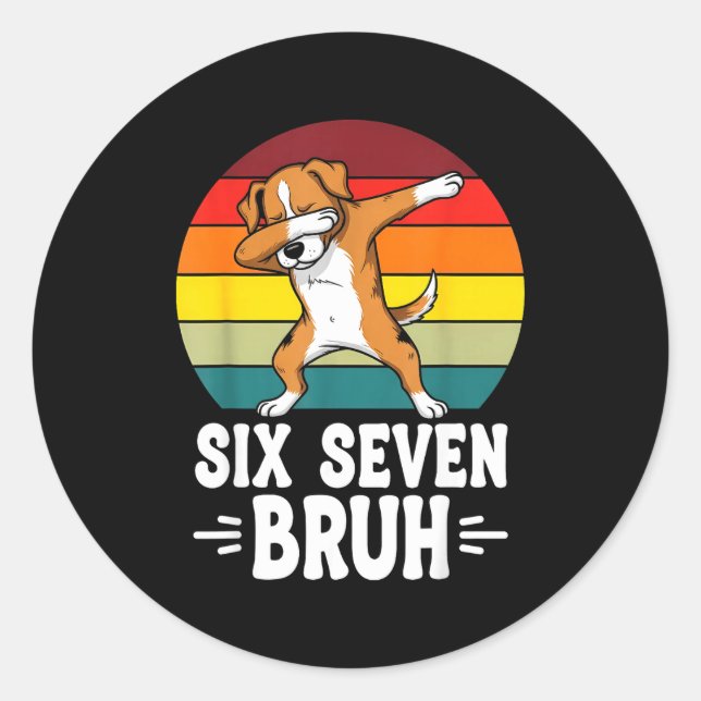 Adesivo Redondo 67 Animals Funny 67 Brainrot Youth Kids Dog 67  (Frente)