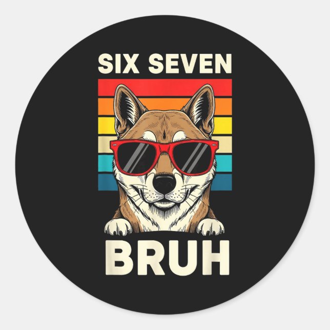 Adesivo Redondo 67 Animals Funny 67 Brainrot Youth Kids Dog 67  (Frente)