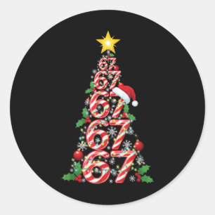 Adesivo Redondo 67 Árvore de Natal Cane Candy Feriado Seis Sete Me