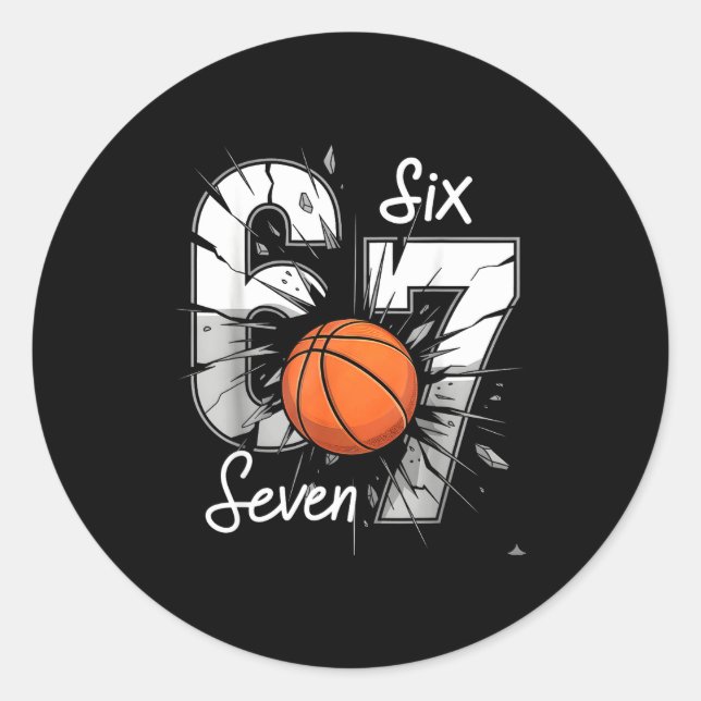 Adesivo Redondo 67 Basketball Six Seven 6 7 Meme 67  (Frente)