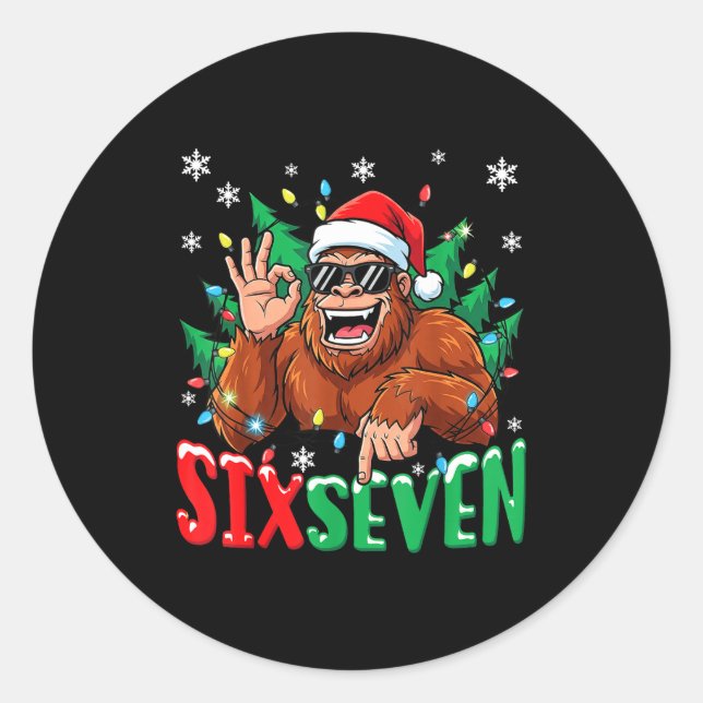 Adesivo Redondo 67 Bigfoot Six Seven Hands Christmas Holiday Boys  (Frente)