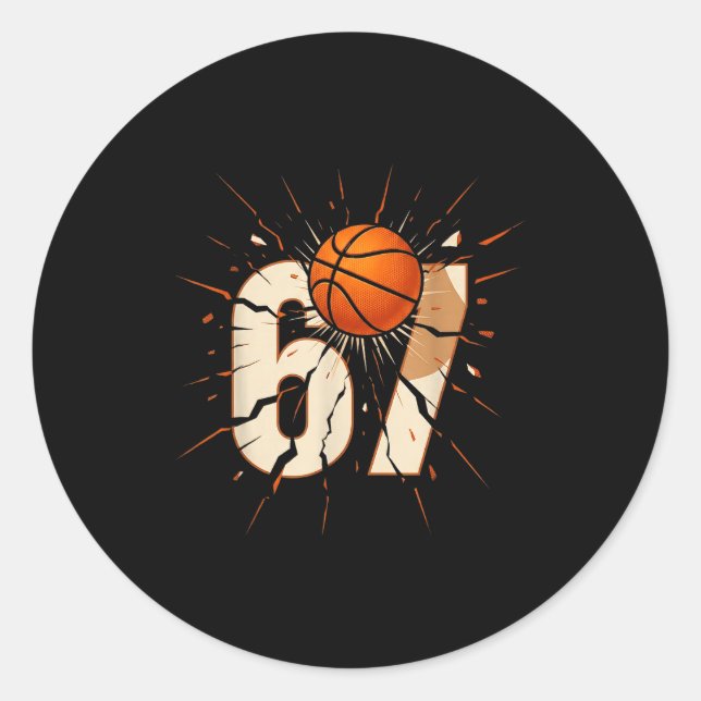 Adesivo Redondo 67 Brainrot Youth Basketball Drip - Funny Kids 67  (Frente)