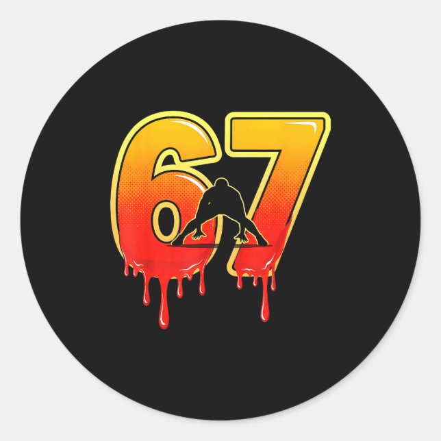 Adesivo Redondo 67 Brainrot Youth Wrestling Drip - Funny Kids 67  (Frente)