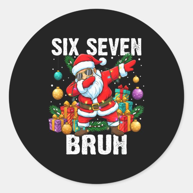 Adesivo Redondo 67 Bruh Christmas Cool Dabbing Santa Six Seven Mem (Frente)