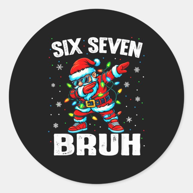 Adesivo Redondo 67 Bruh Christmas Six Seven Meme Dab Santa  (Frente)