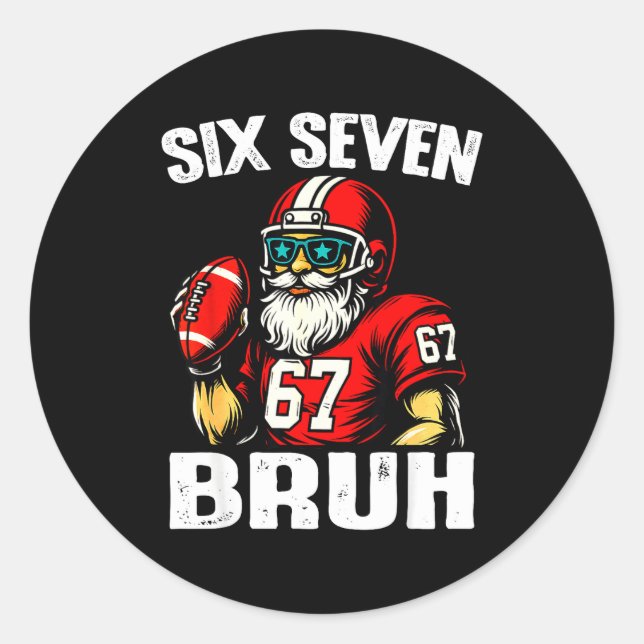 Adesivo Redondo 67 Bruh Meme Christmas Football Santa Six Seven  (Frente)
