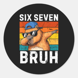 Adesivo Redondo 67 Bruh Meme Engraçado 6 7 Capivara Para Meninos C