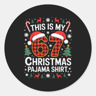 Adesivo Redondo 67 Camisa de Pijama de Natal Engraçada Seis Sete M