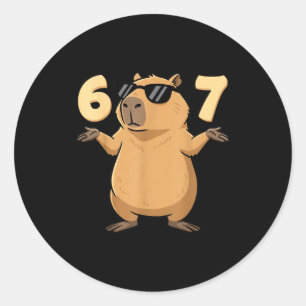 Adesivo Redondo 67 Capivara Meme 6 7 Estético Para Crianças Jovens