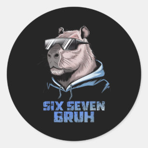 Adesivo Redondo 67 Capivara Meme Engraçado Seis Sete Bruh Capivara