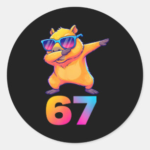 Adesivo Redondo 67 Capivara Seis Sete Meme Animal Capivara Legal D