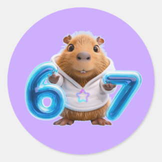 Adesivo Redondo 67 Capybara Round Sticker – Blue Glow | Lavender