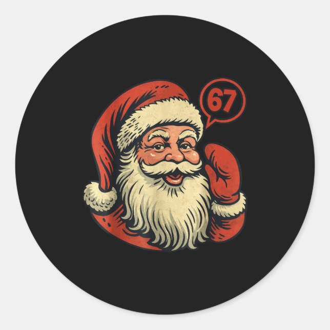 Adesivo Redondo 67 Christmas Funny Six Seven Meme 6_7 Shirt Santa  (Frente)